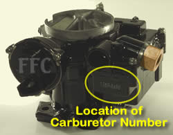 Picture of Y38-1(V) 2 barrel MerCarb marine carburetor with location of carburetor number