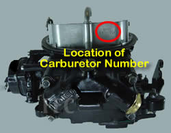 Picture of Y42-1CL two barrel Holley 2300 marine carburetor with location of carburetor number