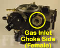 Picture of Y39-3 2 barrel Rochester marine carburetor with gas inlet on choke side (female)