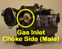 Picture of Y39 COT marine carburetor with gas inlet positon on choke side with male end