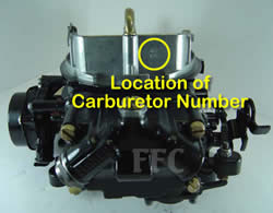 Picture of Y41 four barrel Holley Model 4150 marine caburetor showing location of carburetor number
