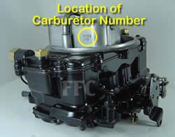 Picture of Y41-7 four barrel Holley Model 4010-4011  marine carburetor with location of carburetor number