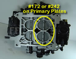 Picture of Y41-7 four barrel Holley Model 4010-4011  marine carburetor with numbers for primary plates