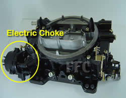 Picture of Y43 four barrel Weber/Carter AFB marine carburetor showing electric choke